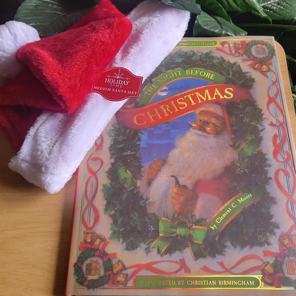Holiday Time Santa Hat with "Twas The Night Before Christmas" Book